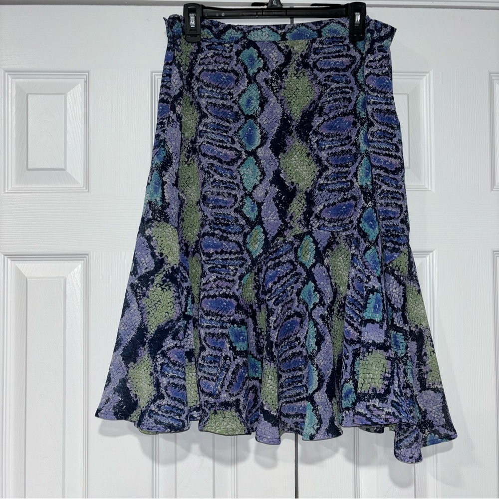 Women’s Hearts of Palm Polyester Snake Print Boho Lined Skirt Size 14